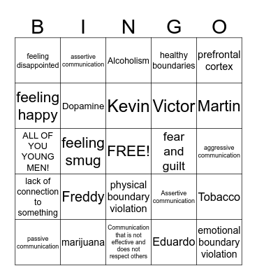 7th Grade Final Group Bingo Card