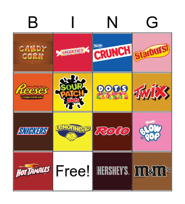 Halloween Candy Bingo Card