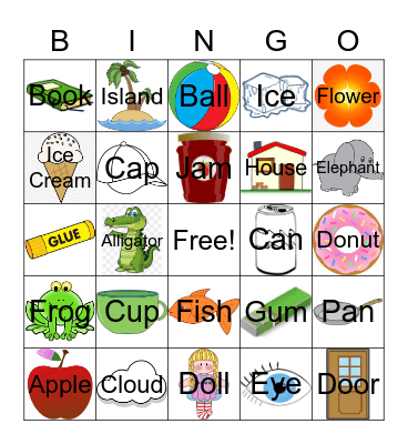 A-I Coloring Words ^^ Bingo Card