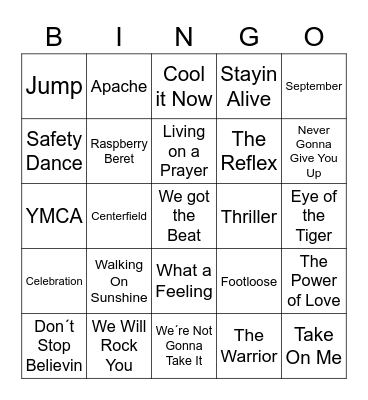 Music Bingo Card