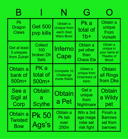 Aereck's Bingo Card