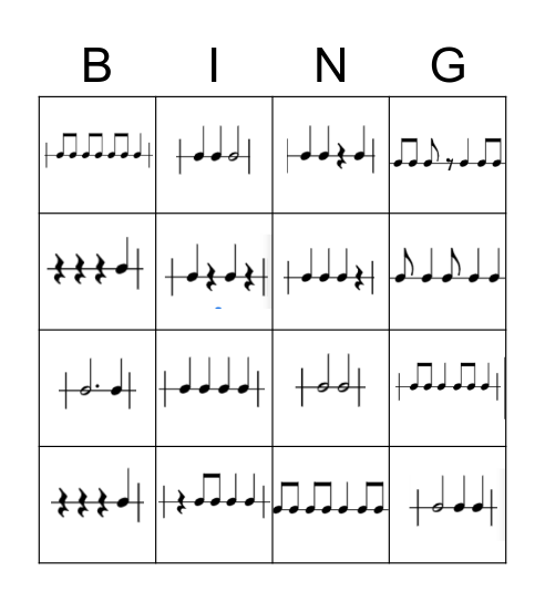 Rhythm Bingo Card