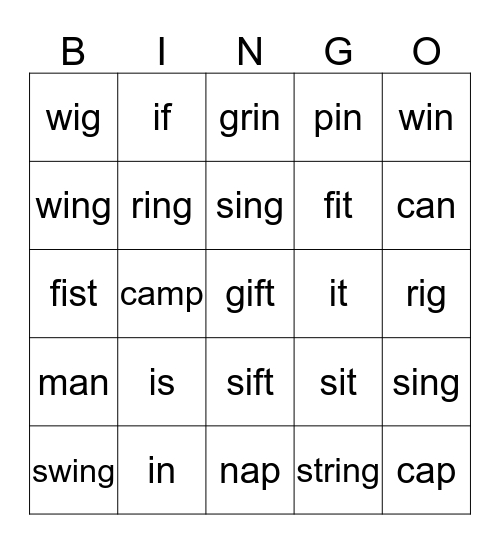 Lessons 6-9 Bingo Card