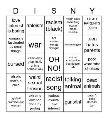 Why did you do that Disney? 2 Bingo Card