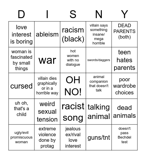 Why did you do that Disney? 2 Bingo Card