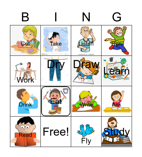 Verbs Bingo Card