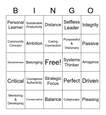 Conscious Leadership BINGO Card