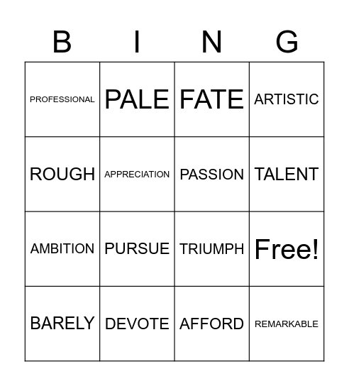 B4L6 Vocab Bingo Card