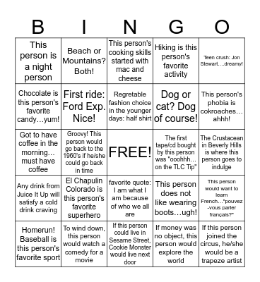 Birthday Bingo Card