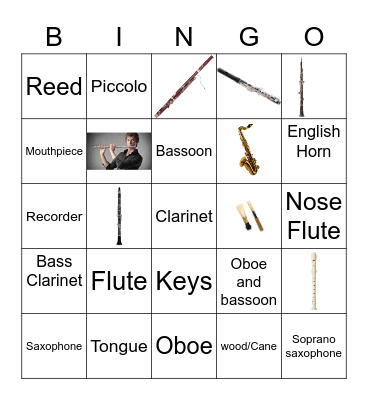 Woodwind Instruments Bingo Card