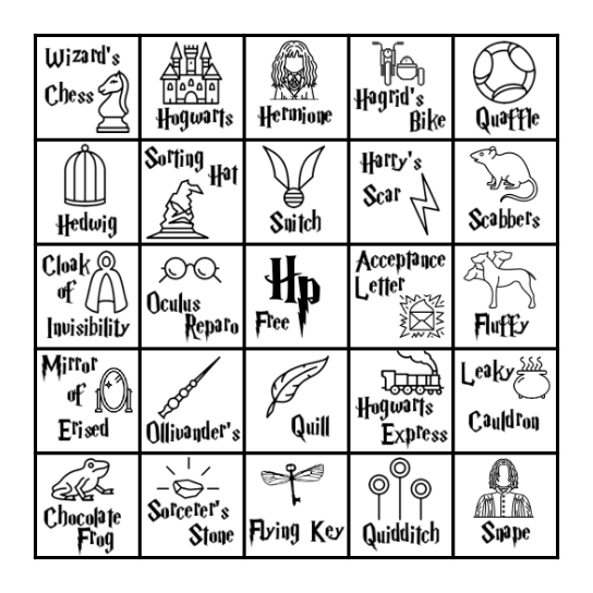 Harry Potter Bingo Card