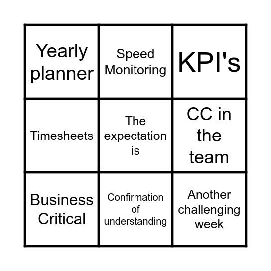 HST Meeting Bingo Card