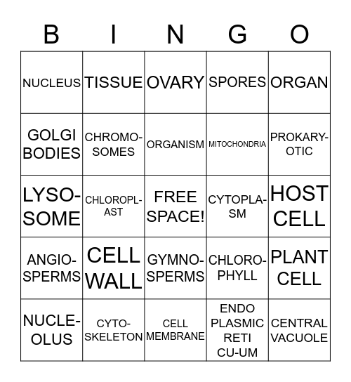 CELLS BINGO Card