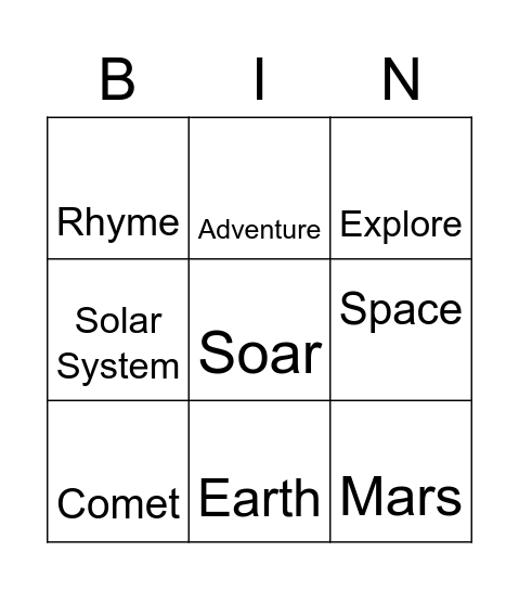 Let's Explore Space! Bingo Card