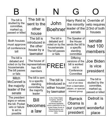 Veto Bingo Card