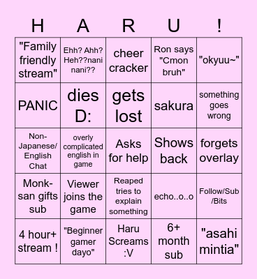 Haru_Haro Stream Bingo Card