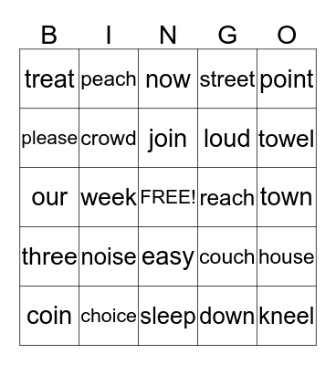 Sam's Mixed Sounds Bingo Card