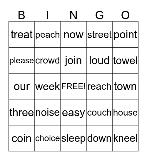 Sam's Mixed Sounds Bingo Card