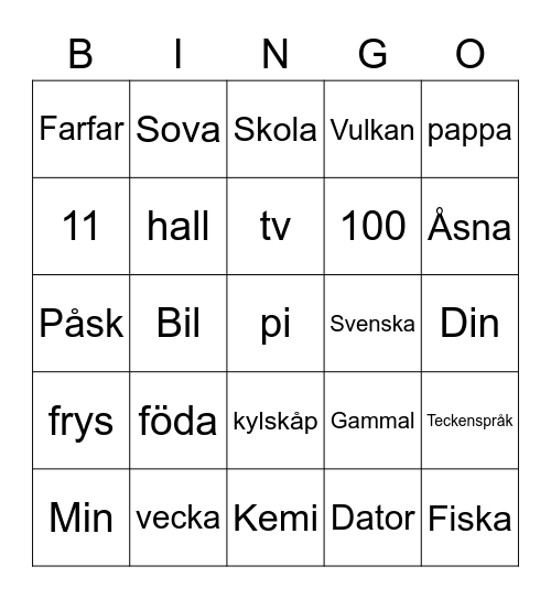 Violas Bingo Card