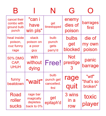 YBA Purple Haze Bingo Card