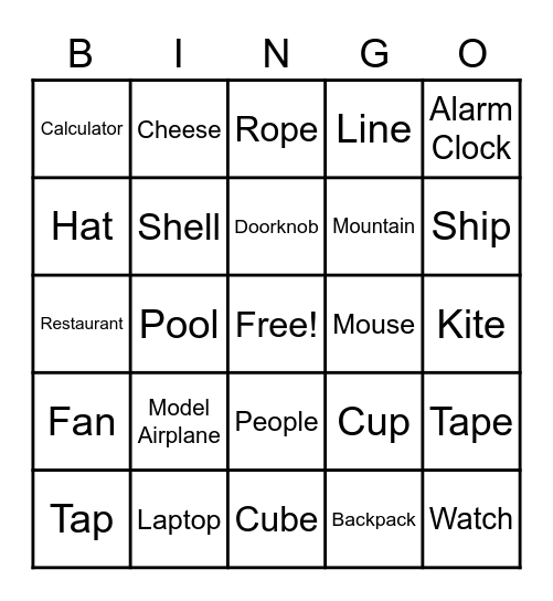 Nouns Bingo Card