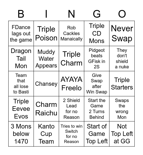 GBL Season 8 Bingo Card