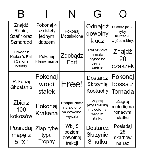 SoT Outcasted Bingo Card