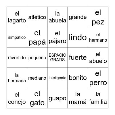 LA FAMILIA Bingo Card