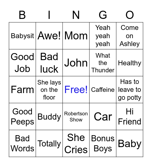 Robertson's Sayings Bingo Card