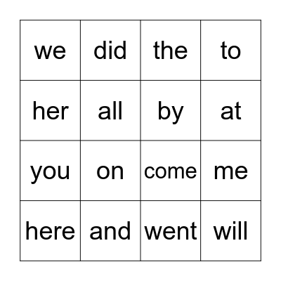 Phonics Bingo Card