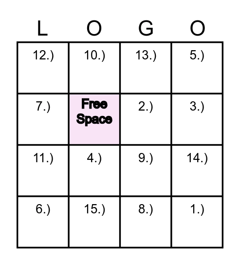 Logarithmic Bingo Card