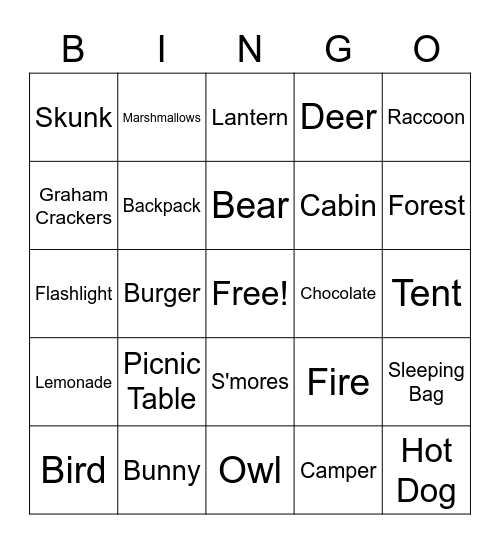 Camp Kindness Bingo Card