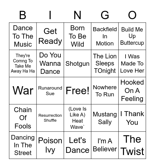 Miscellaneous Hits Bingo Card