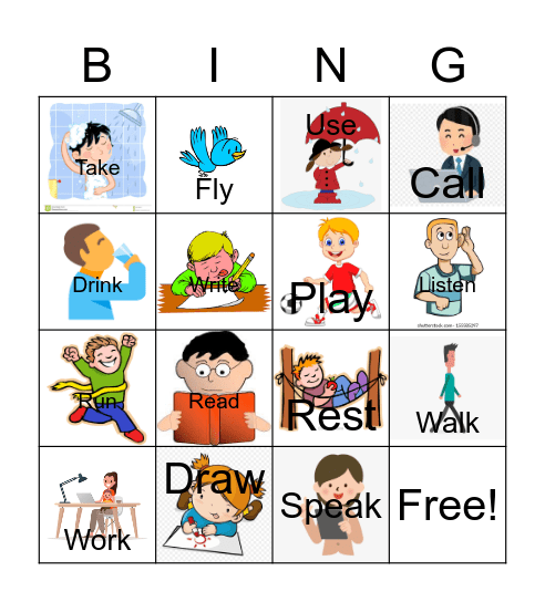 Verbs Bingo Card