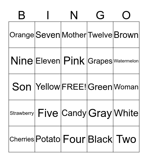 Portuguese Bingo Card