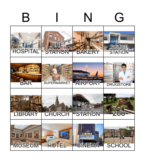 Places at the city Bingo Card