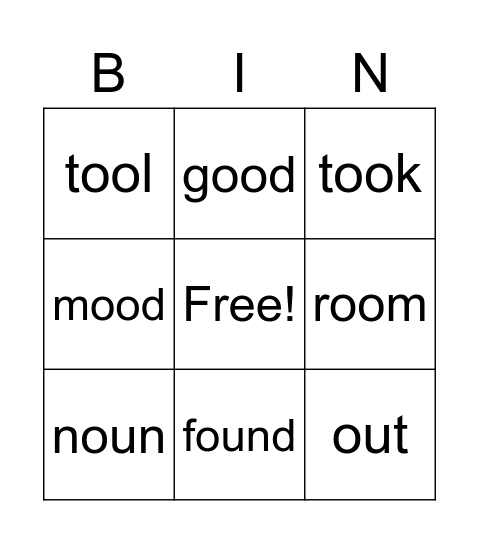 First Grade Unit 3 Bingo Card