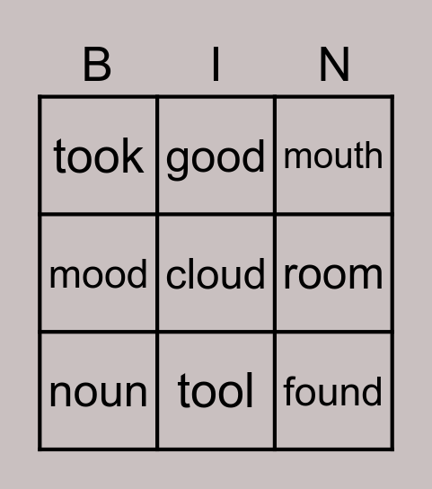 First Grade Unit 3 Bingo Card