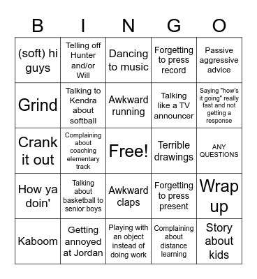 Wacky Wacker Bingo Card