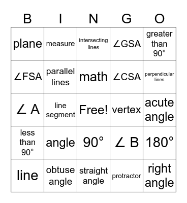 GEOMETRY VOCAB Bingo Card