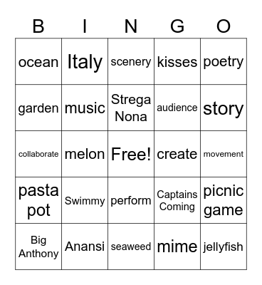 Storytelling Bingo Card