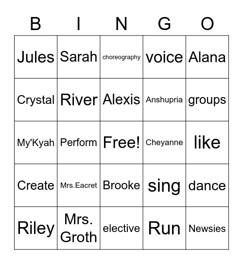 Mics, Camera, Action Bingo Card