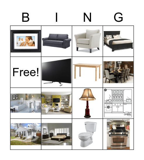 Rooms and Furniture Bingo Card