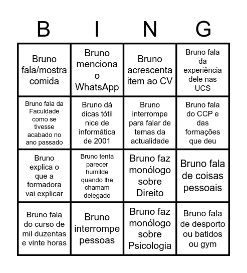 Bruno-Bingo Card