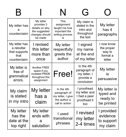If Your Letter Really Ready??? Bingo Card