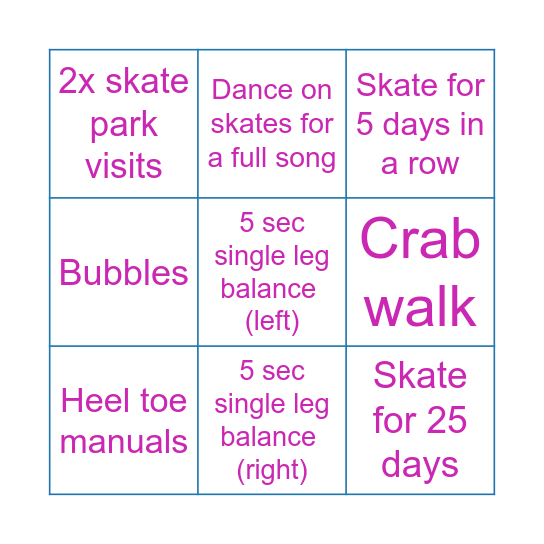 June Skating Bingo Card