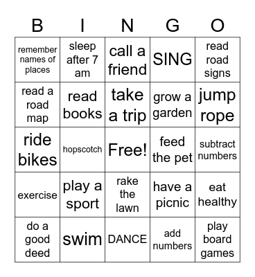 SUMMER FUN Bingo Card