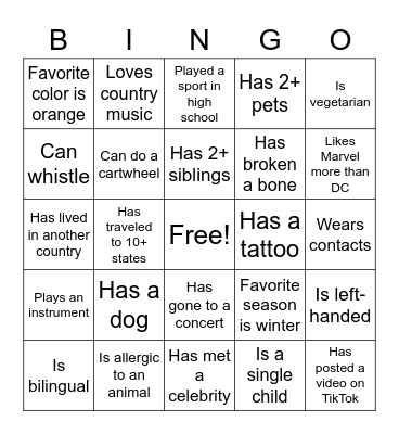 Intern Get-To-know-You Bingo Card