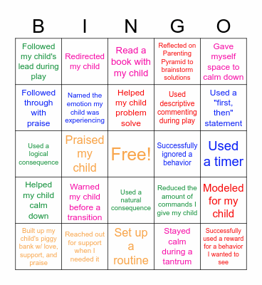 Incredible Years Bingo Card