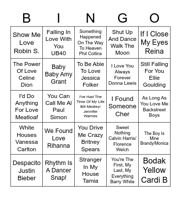 Danielle's Bridal Bingo Card